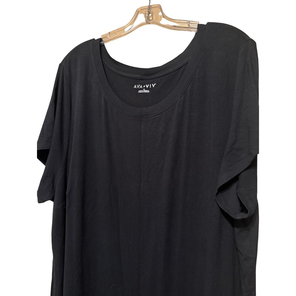 Ava & Viv Womens 3X Black Short Sleeve Scoop Neck T-Shirt Dress Plus Size Soft